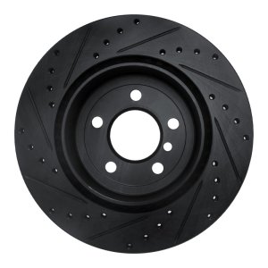 BMW 535I Brake Rotor (1) - Rear Right - R1 Concepts - Drilled & Slotted - Black - `11-`16